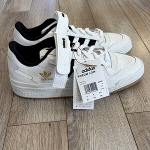 Adidas Forum Low White and Black Sneakers with Gold Detail